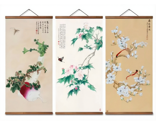 Nature Trio Wall Scroll Set (3‑piece bundle)