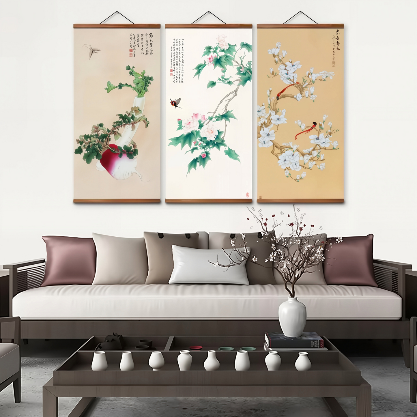 Nature Trio Wall Scroll Set (3‑piece bundle)