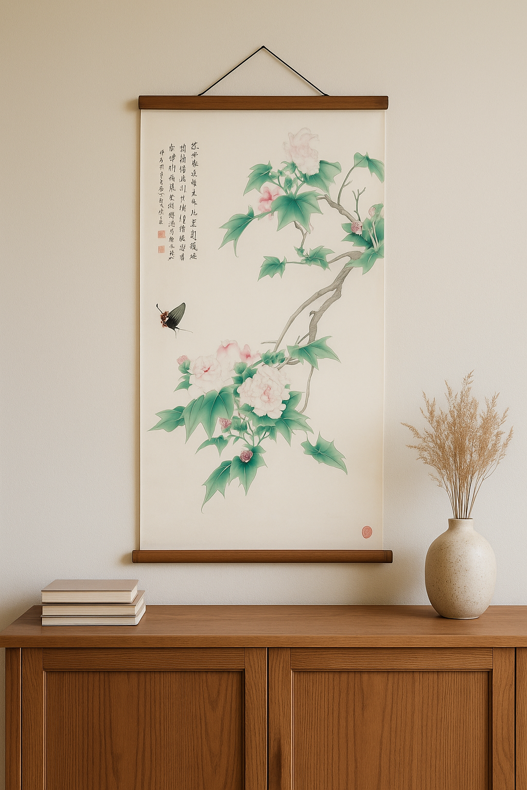 Peony & Butterfly Wall Scroll