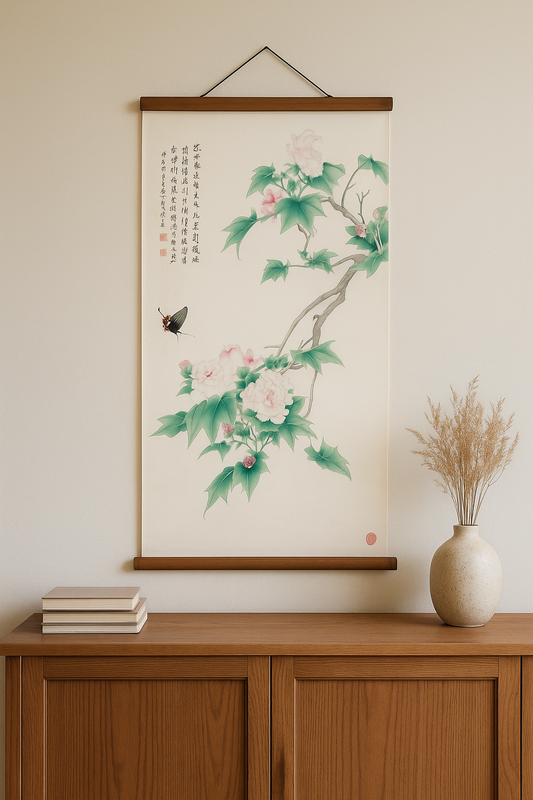 Peony & Butterfly Wall Scroll