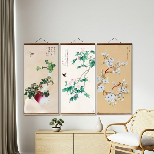 Nature Trio Wall Scroll Set (3‑piece bundle)
