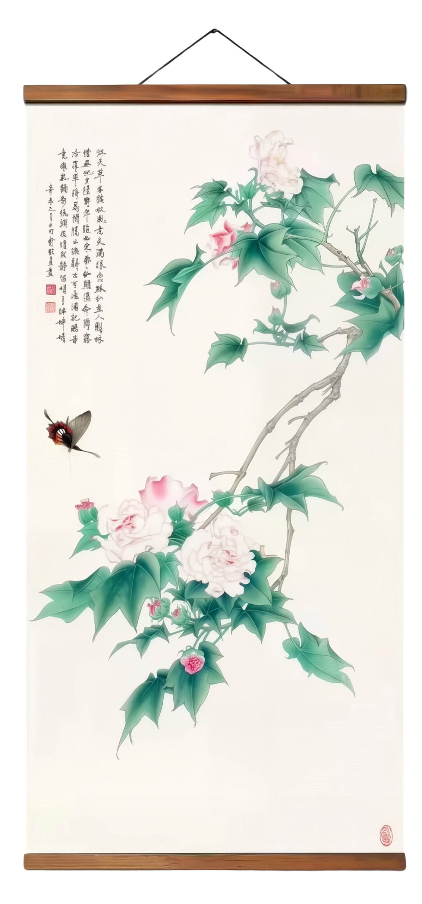 Peony & Butterfly Wall Scroll