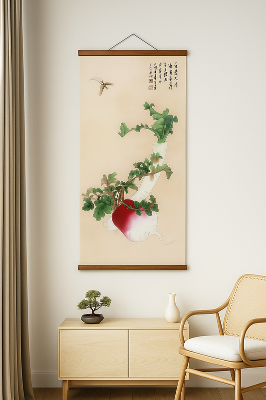 Radish & Grasshopper Wall Scroll